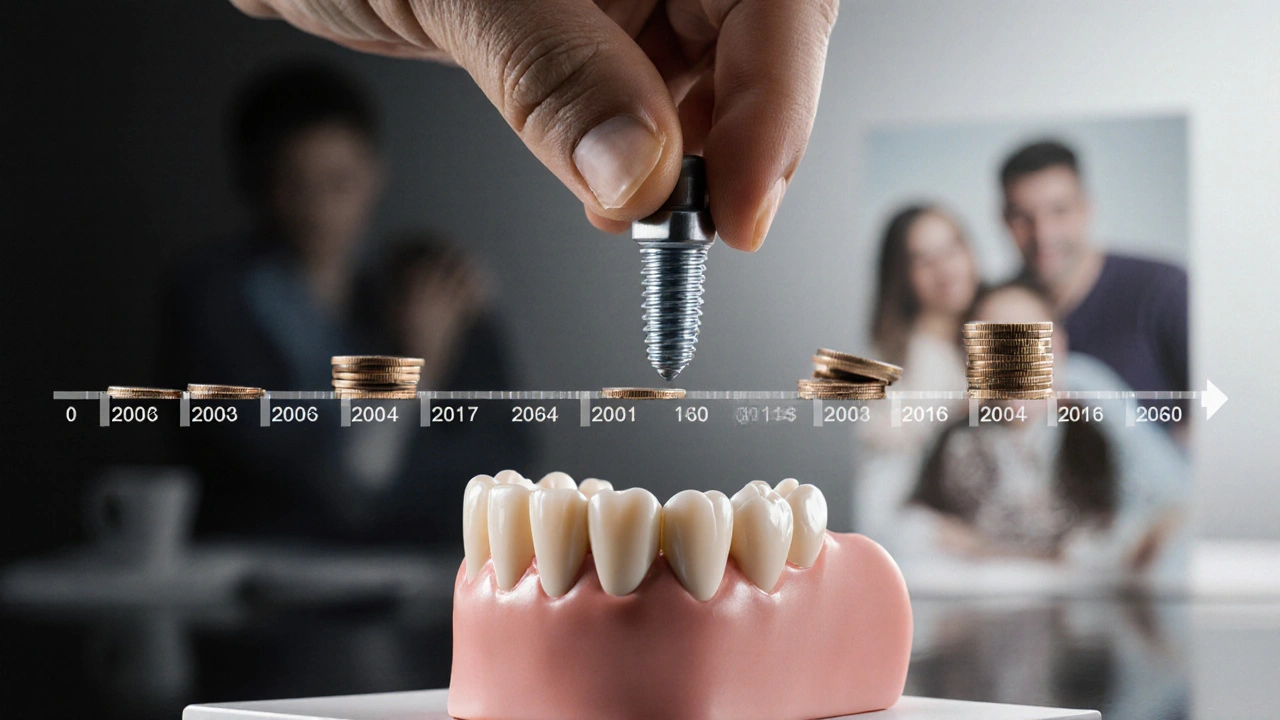 Jedna zubní implantace s měsíčními platbami rozloženými v čase.