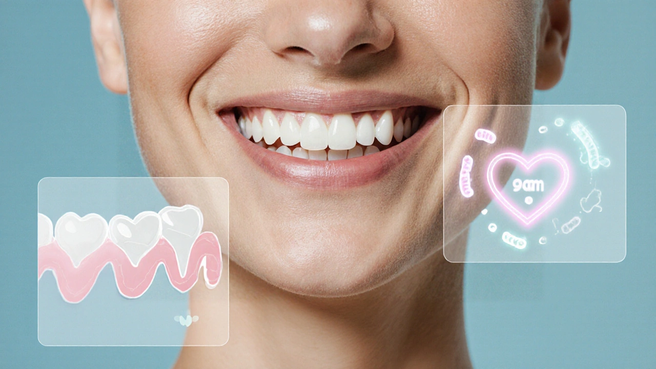 Pacient se směje s hladkými a zdravými zuby po očištění u dentálního hygienisty.