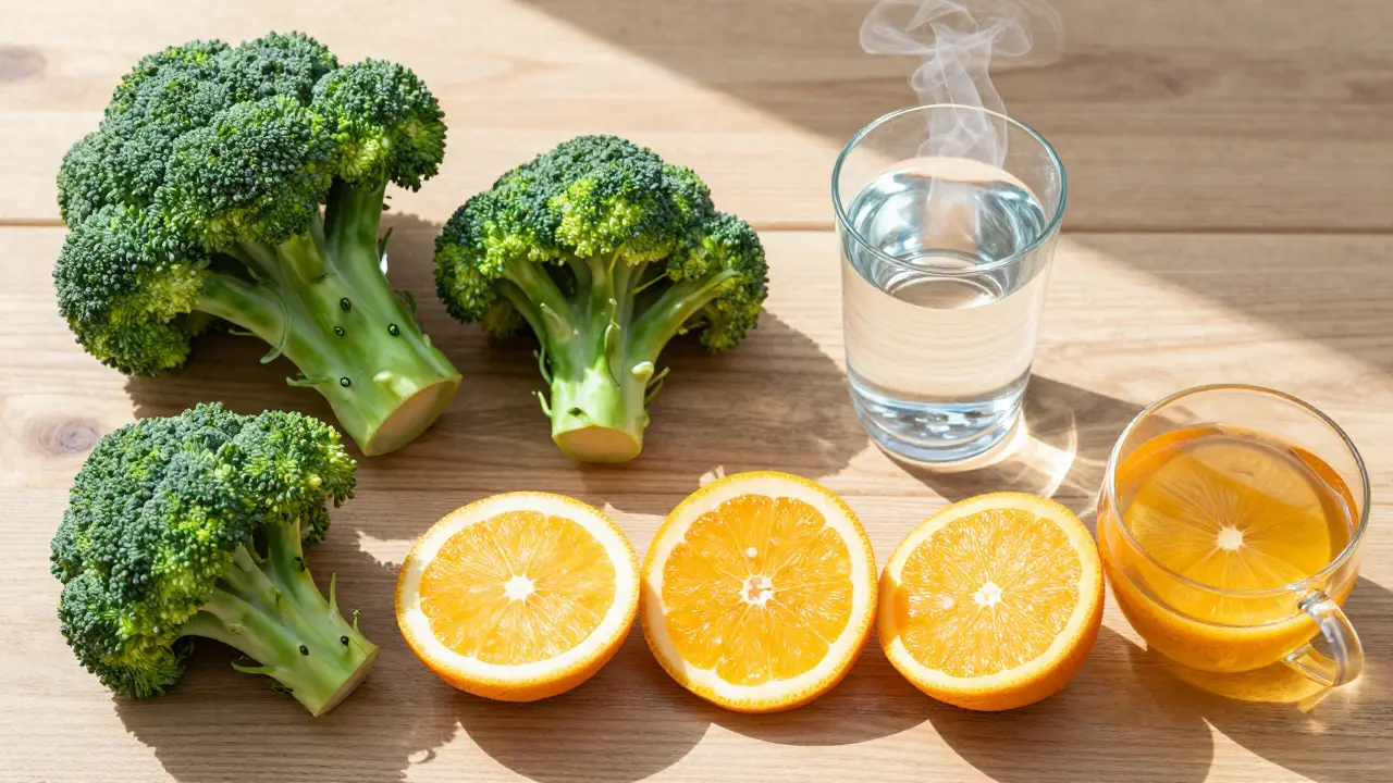 Kompozice zdravé stravy vody pro detoxikaci organismu.