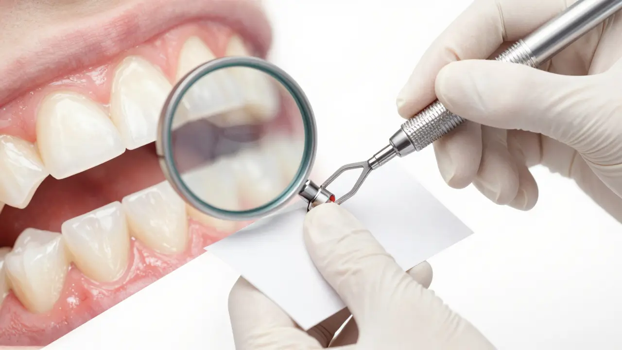 Zubní lékař jemně odebírá tenkou vrstvu skloviny z předního zubu přípravou na nasazení estetické fazety.