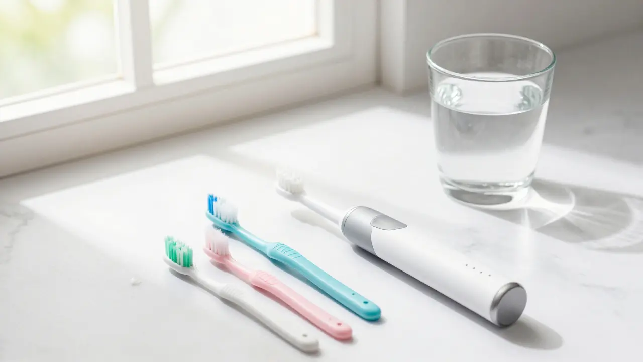 Sada pro prevenci zubního kamene: sonický kartáček a mezizubní pomůcky.