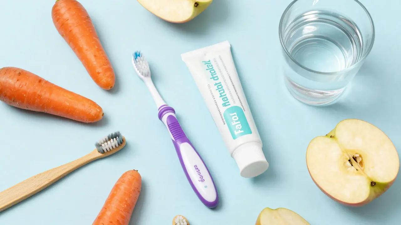 Sada pro zdravé zuby: sonický kartáček, pasta a křupavá zelenina