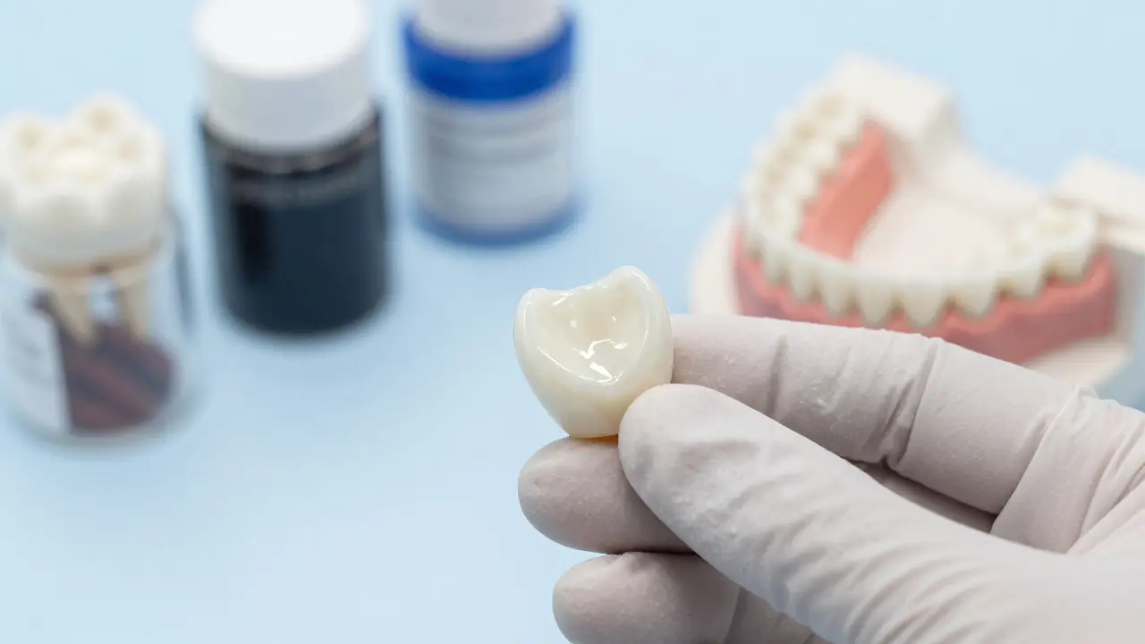 Keramická zubní fazeta v rukách dentálního technika