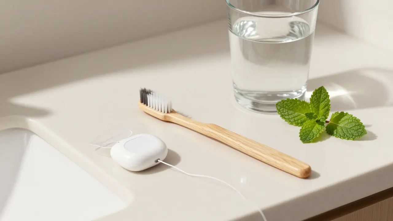 Hygiena úst: kartáček, nit a voda pro prevenci