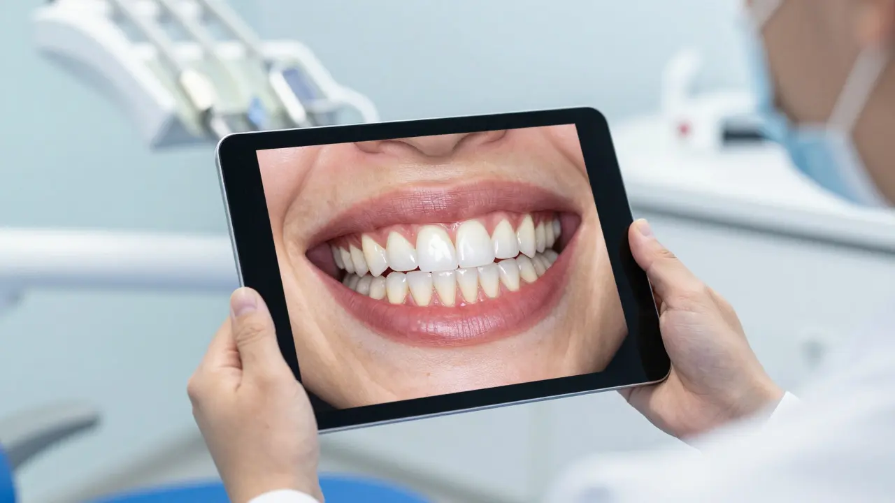 Digitální simulace úsměvu na tabletu v ordinaci