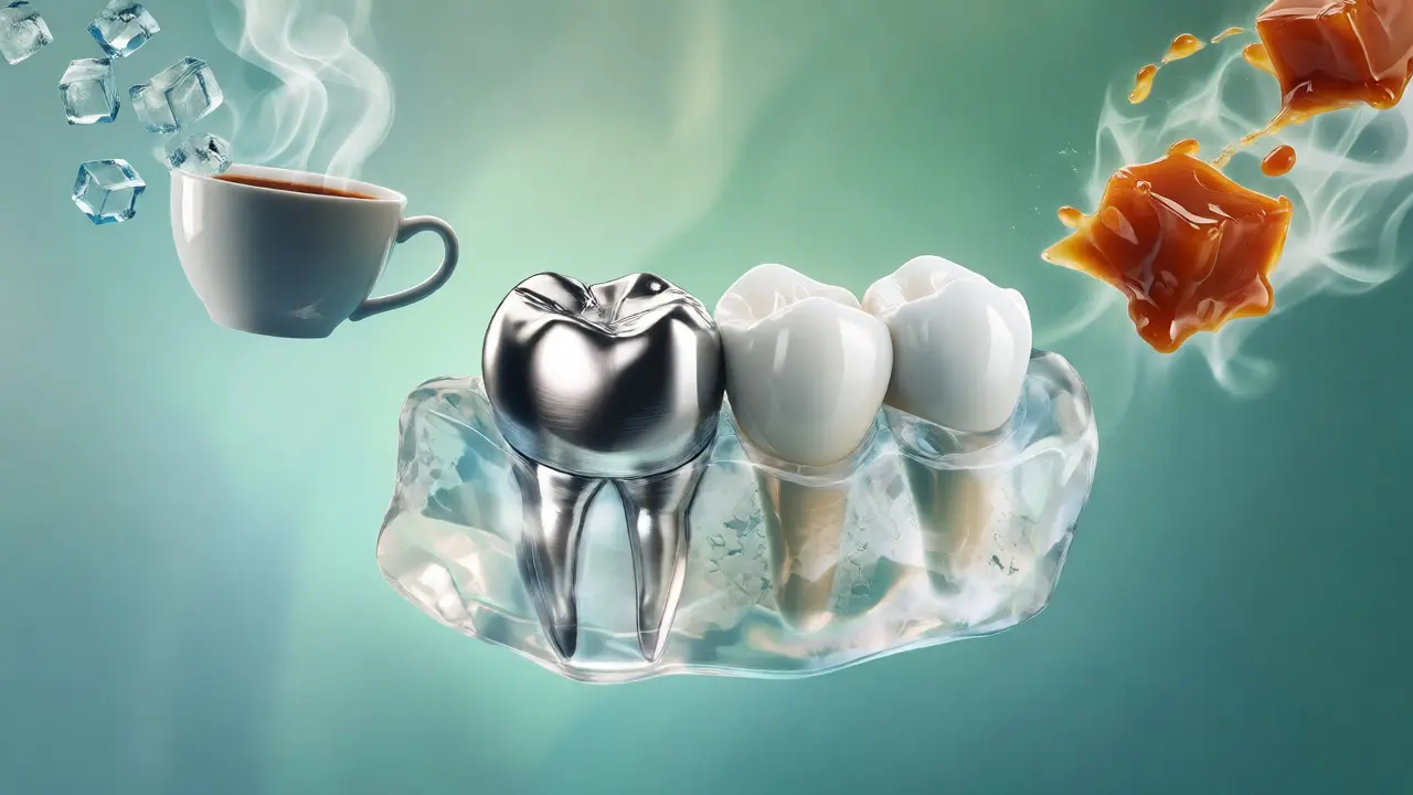 Konceptuální ilustrace křehké rovnováhy mezi plombou a teplotními vlivy.