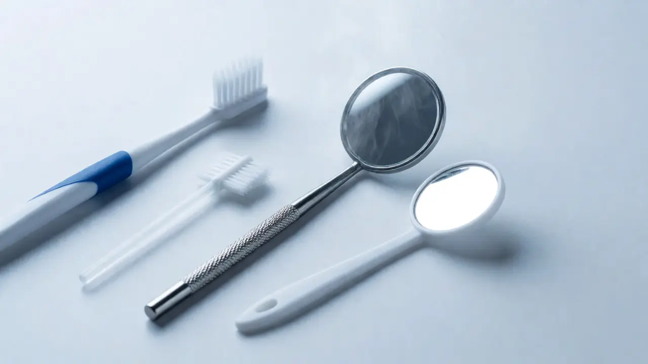 Srovnání kvalitního kovového a levnějšího plastového dentálního zrcátka