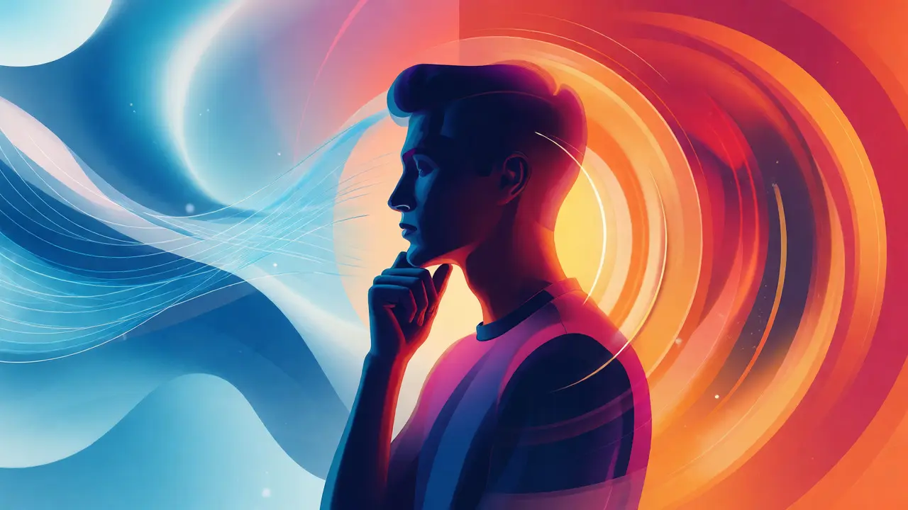 Konceptuální ilustrace rozhodování mezi šetrným sonickým a silným oscilačním čištěním zubů.